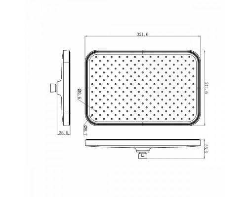Лейка душевая верхняя Raglo R451.51 тропический душ 340*220мм пластик/силикон, хром