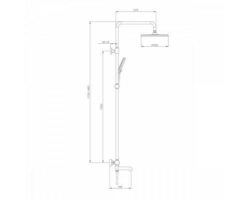 Душевая система Raglo R20.24.08 для ванны и душа излив поворотный 15 см, белый