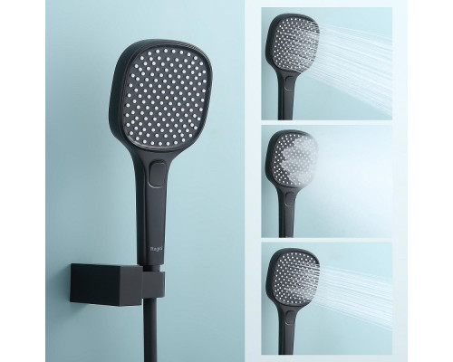 Душевая система Raglo R30.27.06 для ванны и душа встраиваемая на 3 режима излив поворотный 20 см, черный