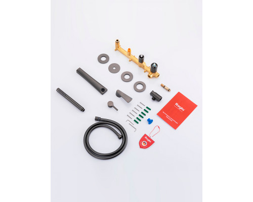 Смеситель Raglo R07.32.09 для ванны и душа встраиваемый излив монолитный 20 см, графит