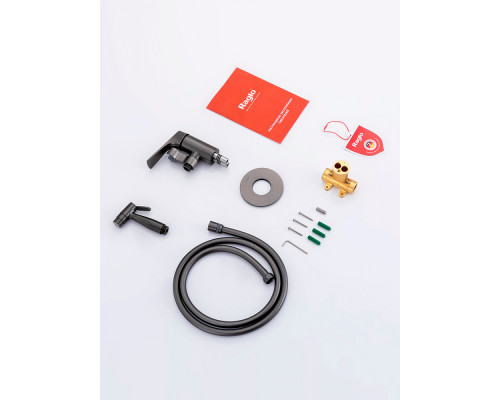 Смеситель Raglo R07.52.09 с гигиеническим душем встраиваемый , графит