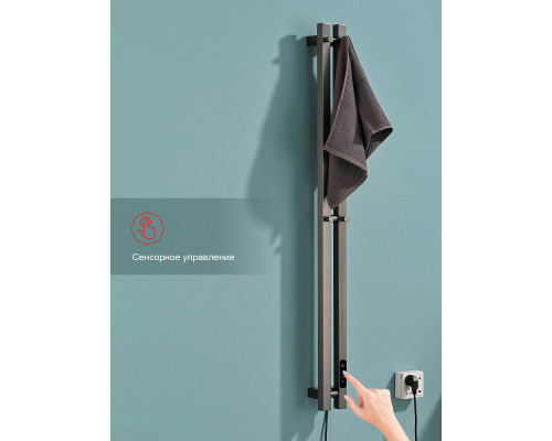 Полотенцесушитель электрический RAGLO R350.12.09 настенный сенсорный узкий с терморегулятором , графит