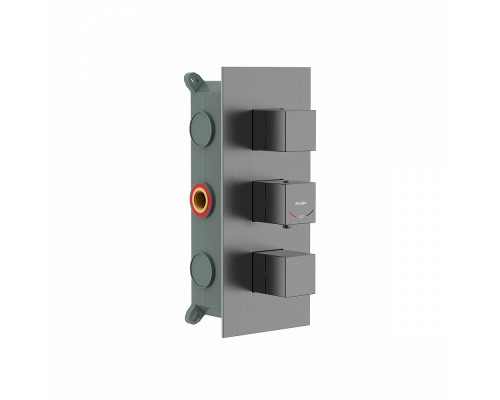 Смеситель Raglo R02.263.09 для ванны и душа встраиваемый с термостатом на 3 режима, графит