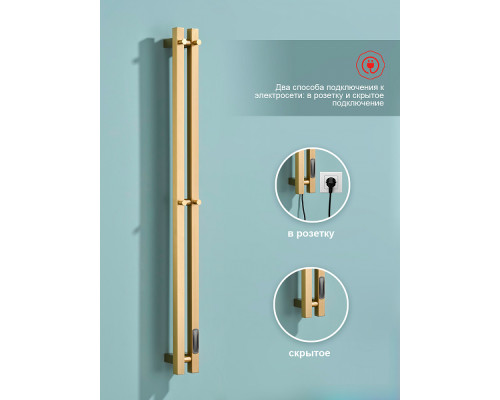 Полотенцесушитель электрический RAGLO R350.12.03 настенный сенсорный узкий с терморегулятором , сатин золотой