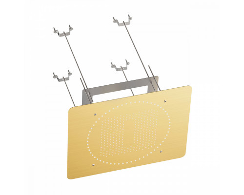 Лейка верхняя потолочная Raglo R452.03.03 для душа 590*480мм 2 режима прямоугольная нержавеющая сталь, сатин золотой