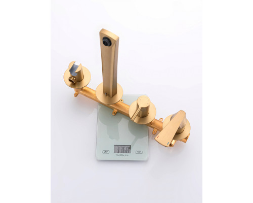 Смеситель Raglo R07.32.03 для ванны и душа встраиваемый излив монолитный 20 см, сатин золотой