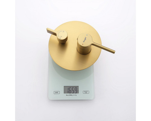 Душевая система Raglo R20.27.03 для ванны и душа встраиваемая на 3 режима излив поворотный 20 см, сатин золотой