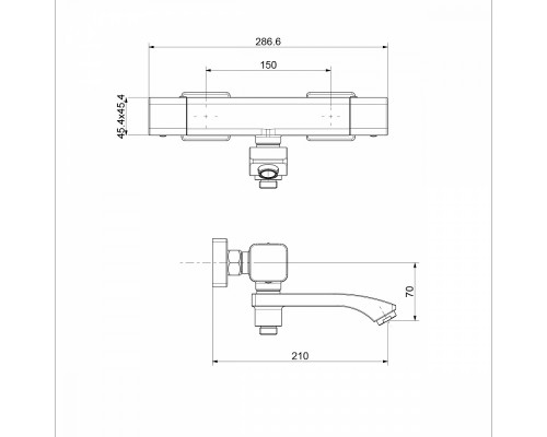 Смеситель Raglo R01.36 для ванны и душа с термостатом излив повротный 15 см, хром