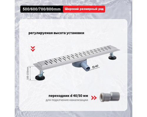 Душевой трап Raglo R651.60.05 600мм, нержавеющая сталь, сатин