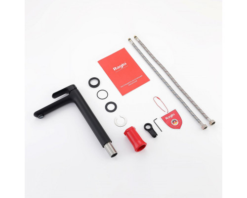 Смеситель Raglo R03.15.06 для раковины высокий монолитный, черный