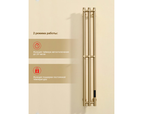 Полотенцесушитель электрический RAGLO R350.16.03 настенный сенсорный узкий с терморегулятором , сатин золотой