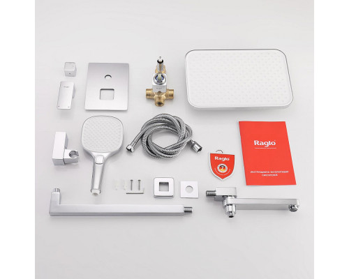 Душевая система Raglo R30.27 для ванны и душа встраиваемая на 3 режима излив поворотный 20 см, хром