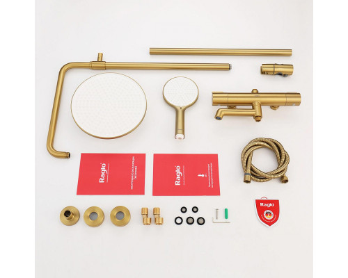 Душевая система Raglo R20.26.03 для ванны и душа с термостатом , сатин золотой