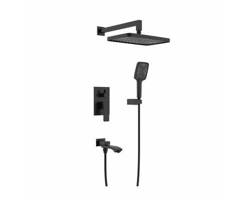 Душевая система Raglo R01.27.06 для ванны и душа встраиваемая на 3 режима излив поворотный 20 см, черный