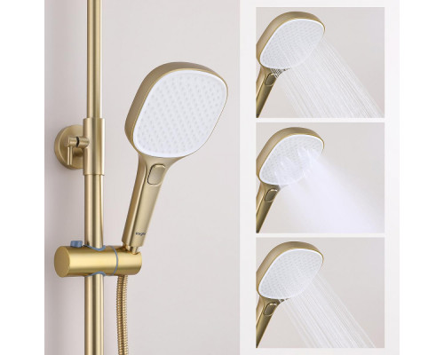 Душевая система Raglo R30.24.03 для ванны и душа излив поворотный 15 см, сатин золотой