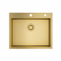 Кухонная мойка Raglo R701.6050.03 из нержавеющей стали в базу от 60см, сатин золотой