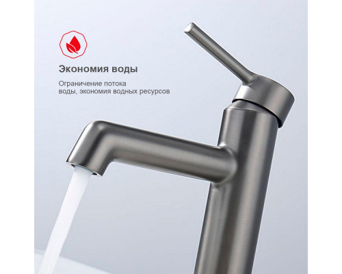 Смеситель Raglo R20.10.09 для раковины монолитный, графит