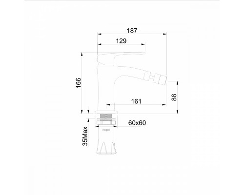 Смеситель Raglo R01.50 для биде монолитный, хром