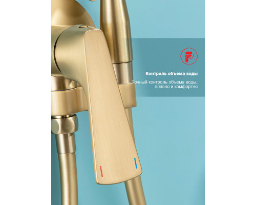 Смеситель Raglo R07.52.03 с гигиеническим душем встраиваемый , сатин золотой