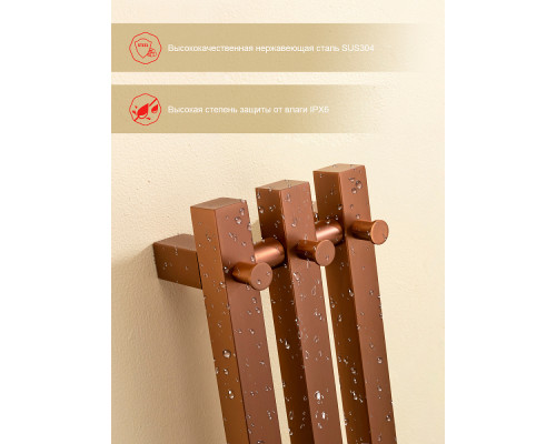 Полотенцесушитель электрический RAGLO R350.17.33 настенный сенсорный узкий с терморегулятором , матовая медь