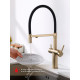 Смеситель Raglo R20.63.03 для кухни с подключением к фильтру съёмный гибкий излив с магнитным фиксатором, сатин золотой