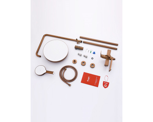 Душевая система Raglo R07.24.33 для ванны и душа излив поворотный 20 см, матовая медь