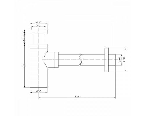 Сифон для раковины Raglo R600.20.04 бутылочный, латунь, бронза