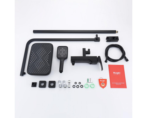 Душевая система Raglo R02.24.06 для ванны и душа излив поворотный 20 см, черный