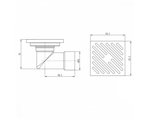 Душевой трап Raglo R606.10.09 100х100мм, нержавеющая сталь, графит