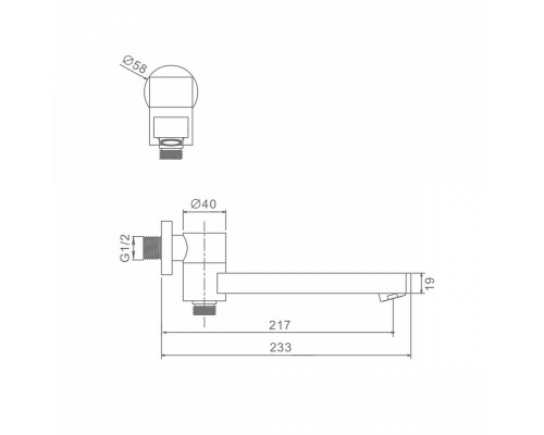 Встраиваемый наполнитель Raglo R473.71.03 для ванны и душа излив поворотный 23 см с функцией переключения латунь, сатинзолотой