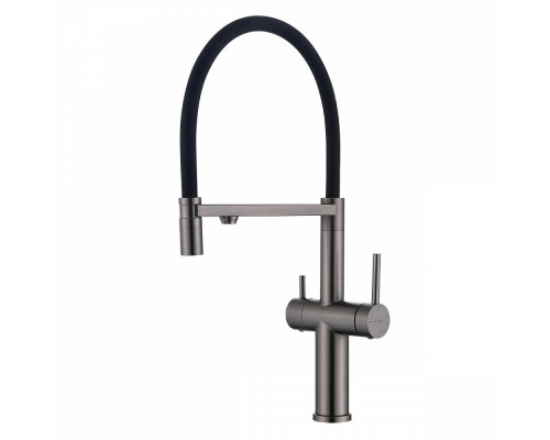 Смеситель Raglo R20.63.09 для кухни с подключением к фильтру съёмный гибкий излив с магнитным фиксатором, графит