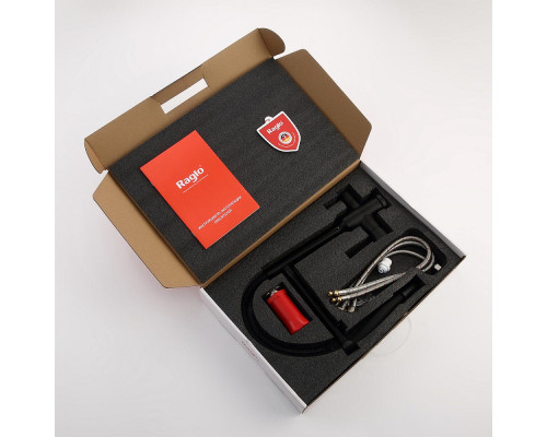 Смеситель Raglo R81.63.06 для кухни с подключением к фильтру съёмный гибкий излив с магнитным фиксатором, черный