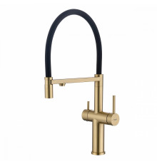 Смеситель Raglo R20.63.03 для кухни с подключением к фильтру съёмный гибкий излив с магнитным фиксатором, сатин золотой