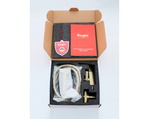 Смеситель Raglo R02.54.03 с гигиеническим душем встраиваемый , сатин золотой