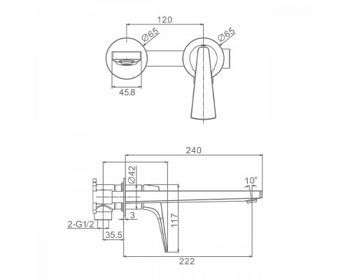 Смеситель Raglo R07.11 для раковины встраиваемый монолитный, хром