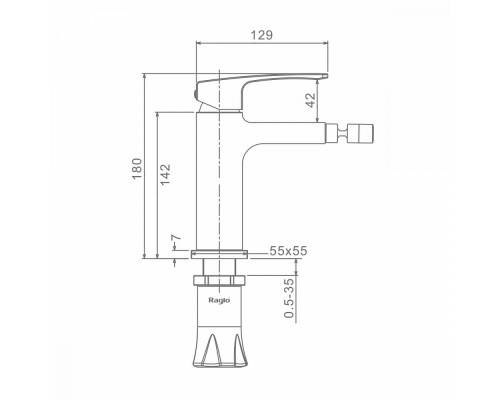 Смеситель Raglo R01.50.09 для биде монолитный, графит