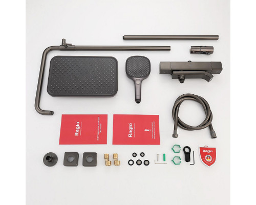 Душевая система Raglo R22.26.09 для ванны и душа с термостатом излив поворотный 15 см, графит