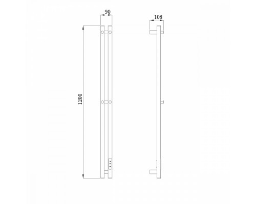 Полотенцесушитель электрический RAGLO R350.12.05 настенный сенсорный узкий с терморегулятором , сатин золотой