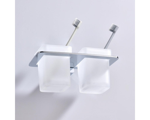 Стакан для зубных щеток с держателем Raglo R301.08 двойной,хром