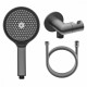 Комплект с лейкой Raglo R476.42.09 для душа душевая лейка 3 режима, шланг 1,5м, держатель лейки с подключением шланга латунь, графит