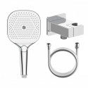 Комплект с лейкой Raglo R476.40 для душа душевая лейка 3 режима, шланг 1,5м, держатель лейки с подключением шланга латунь, хром