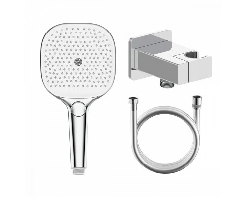 Комплект с лейкой Raglo R476.40 для душа душевая лейка 3 режима, шланг 1,5м, держатель лейки с подключением шланга латунь, хром