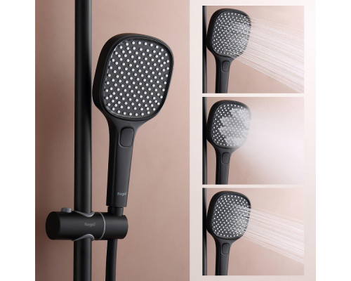 Душевая система Raglo R22.26.06 для ванны и душа с термостатом излив поворотный 15 см, черный