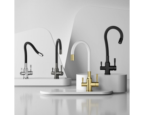 Смеситель Raglo R81.64.09 для кухни с подключением к фильтру излив гибкий поворотный, графит