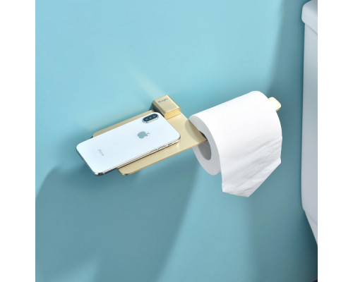 Держатель для туалетной бумаги Raglo R301.03.03 с полкой,сатин золотой