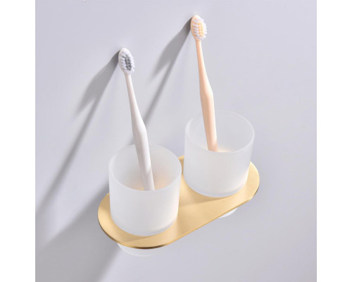 Стакан для зубных щеток с держателем Raglo R300.08.03 двойной,сатин золотой
