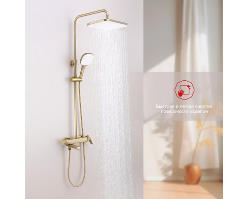 Душевая система Raglo R30.24.03 для ванны и душа излив поворотный 15 см, сатин золотой