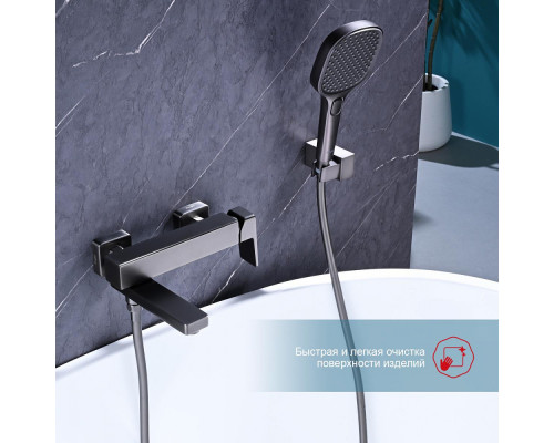 Смеситель Raglo R30.30.09 для ванны и душа настенный излив поворотный 15 см, графит