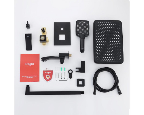 Душевая система Raglo R01.27.06 для ванны и душа встраиваемая на 3 режима излив поворотный 20 см, черный