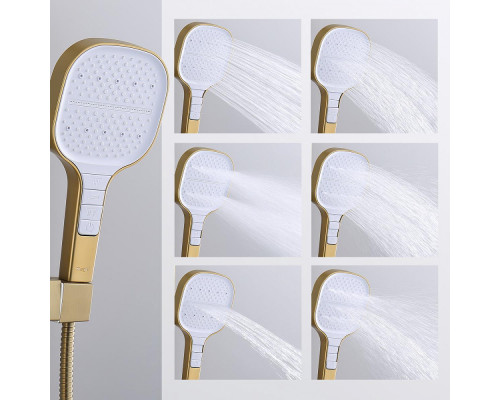 Душевая система Raglo R51.24.03 для ванны и душа излив поворотный 15 см, сатин золотой